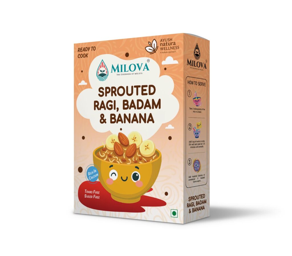 Milova Sprouted Ragi, Badam & Banana